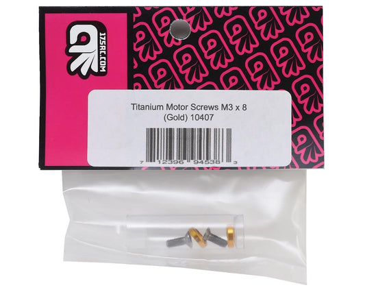 175RC 3x8mm Titanium Flat Head Motor Screws w/Aluminum Washers (Gold) (2)