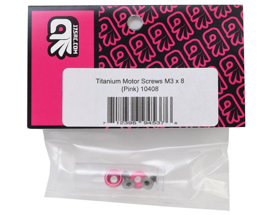 175RC 3x8mm Titanium Flat Head Motor Screws w/Aluminum Washers (Pink) (2)