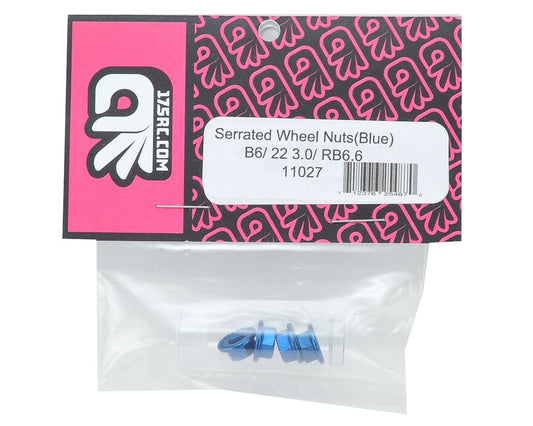 175RC Aluminum 4mm Serrated Wheel Nuts (Blue)