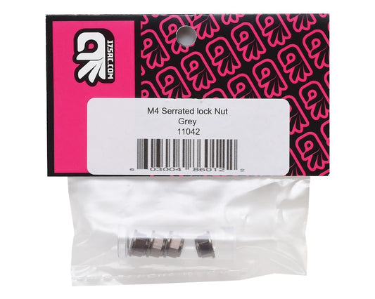 175RC Aluminum 4mm Serrated Locknuts (Grey)