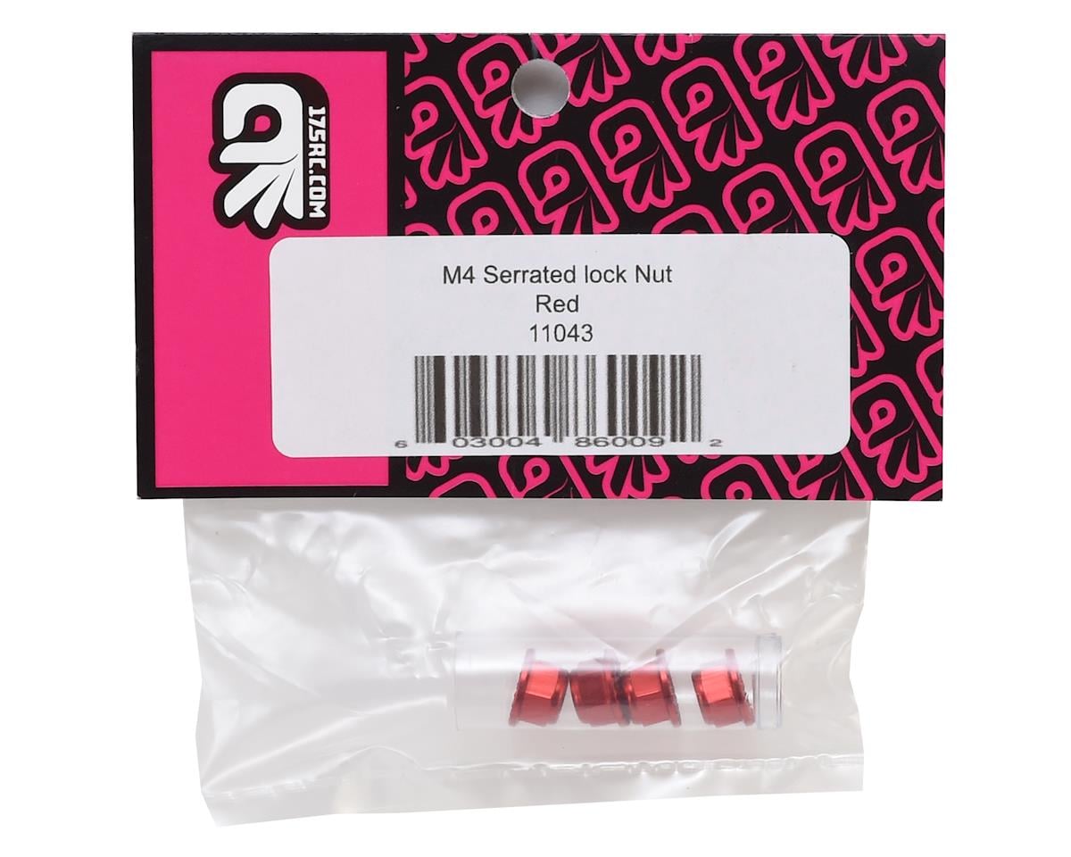 175RC Aluminum 4mm Serrated Locknuts (Red)