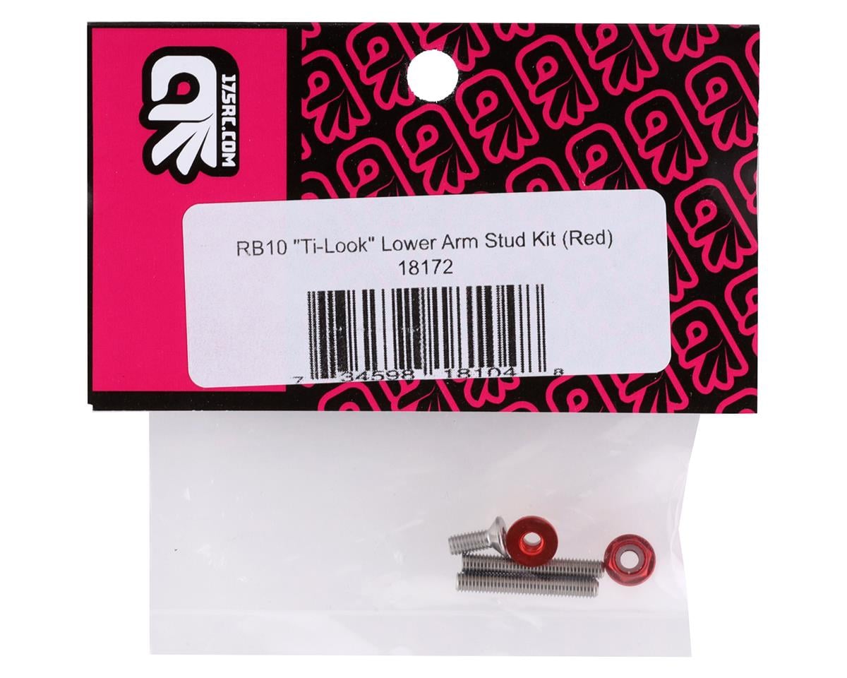 175RC RB10 "Ti-Look" Lower Arm Studs (Red) (2)