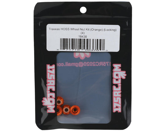 175RC 4mm Locking Wheel Nuts for Traxxas Hoss (Orange) (4)
