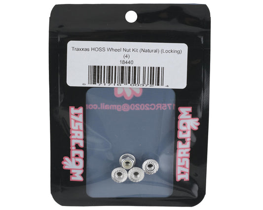 175RC 4mm Locking Wheel Nuts for Traxxas Hoss (Silver) (4)