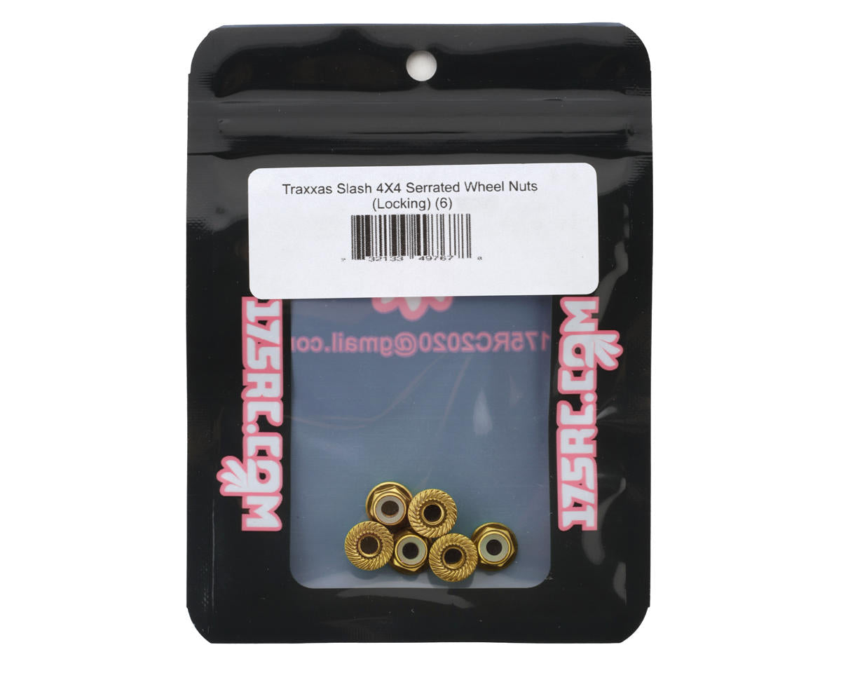 175RC Aluminum Serrated Wheel Nuts for Traxxas Slash 4x4 (Gold) (6)