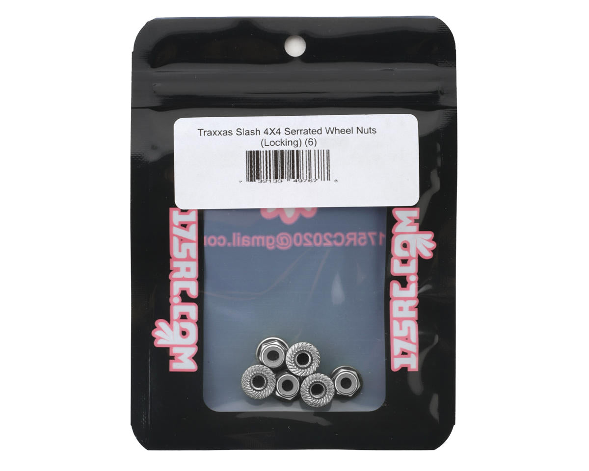 175RC Aluminum Serrated Wheel Nuts for Traxxas Slash 4x4 (Silver) (6)