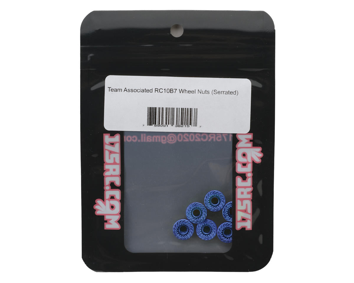 175RC Associated RC10B7 Serrated Wheel Nuts (Blue) (6)