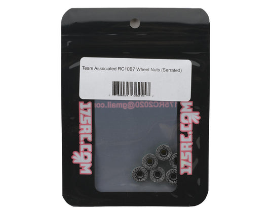 175RC Associated RC10B7 Serrated Wheel Nuts (Black) (6)