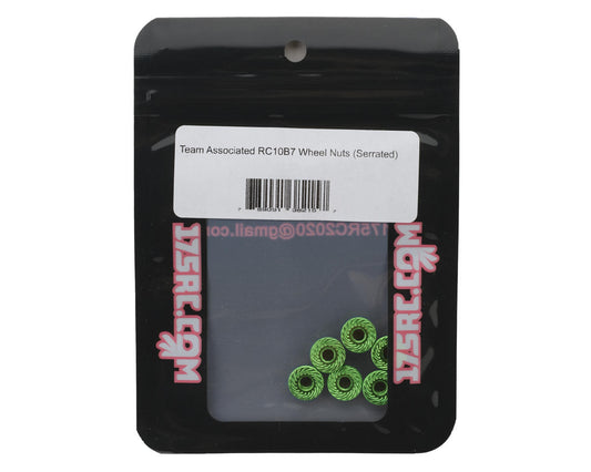 175RC Associated RC10B7 Serrated Wheel Nuts (Green) (6)