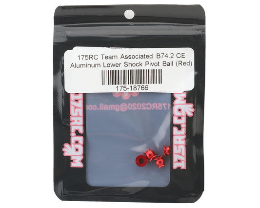 175RC Team Associated B74.2 CE Aluminum Lower Shock Pivot Ball (Red) (4)