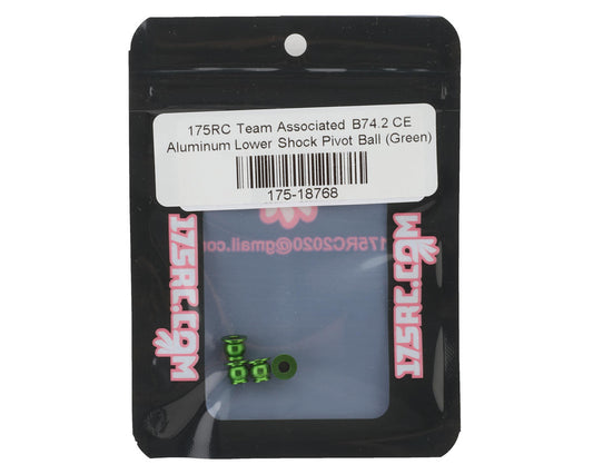 175RC Team Associated B74.2 CE Aluminum Lower Shock Pivot Ball (Green) (4)