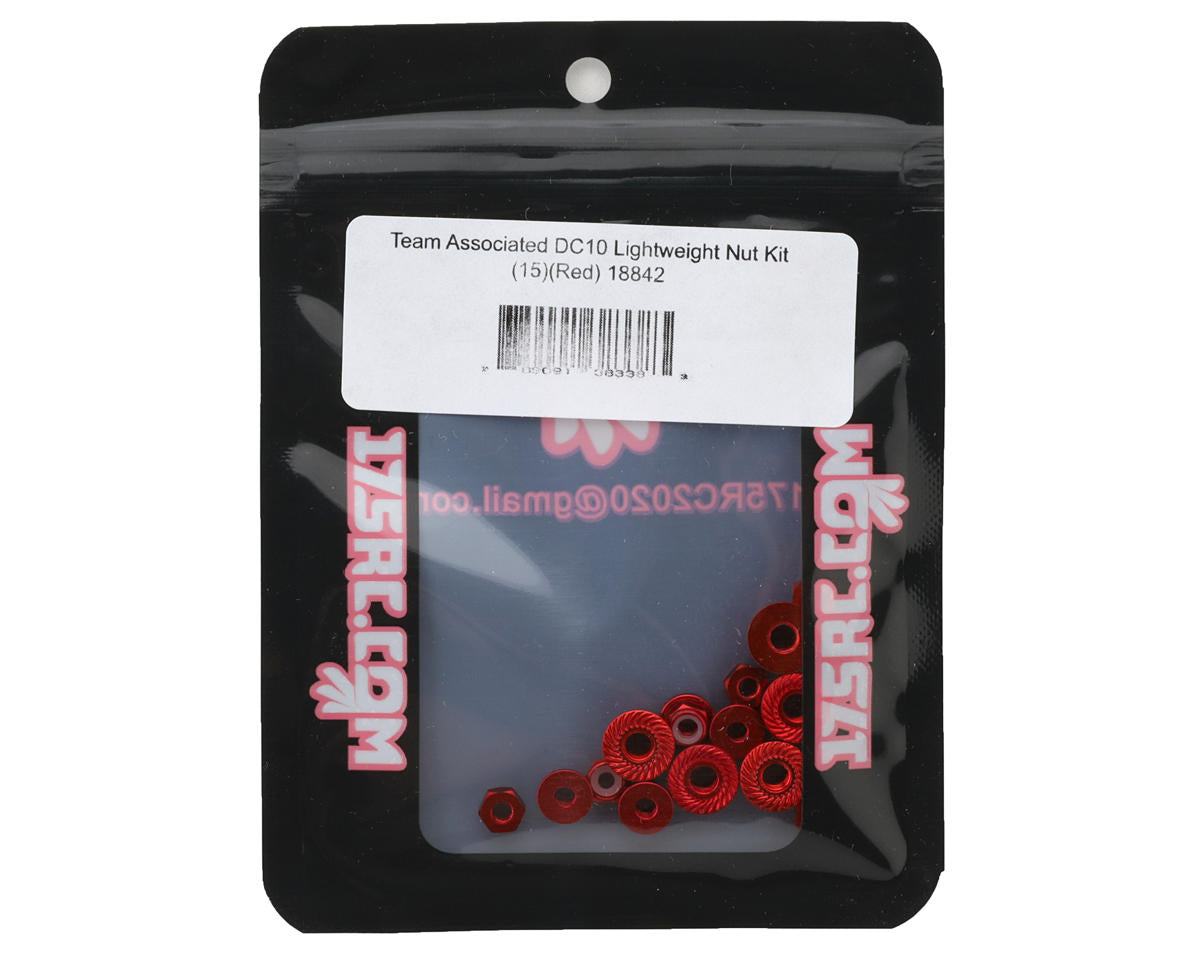 175RC Team Associated DC10 Lightweight Aluminum Nuts Kit (Red) (15)