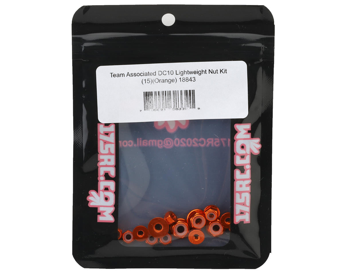 175RC Team Associated DC10 Lightweight Aluminum Nuts Kit (Orange) (15)