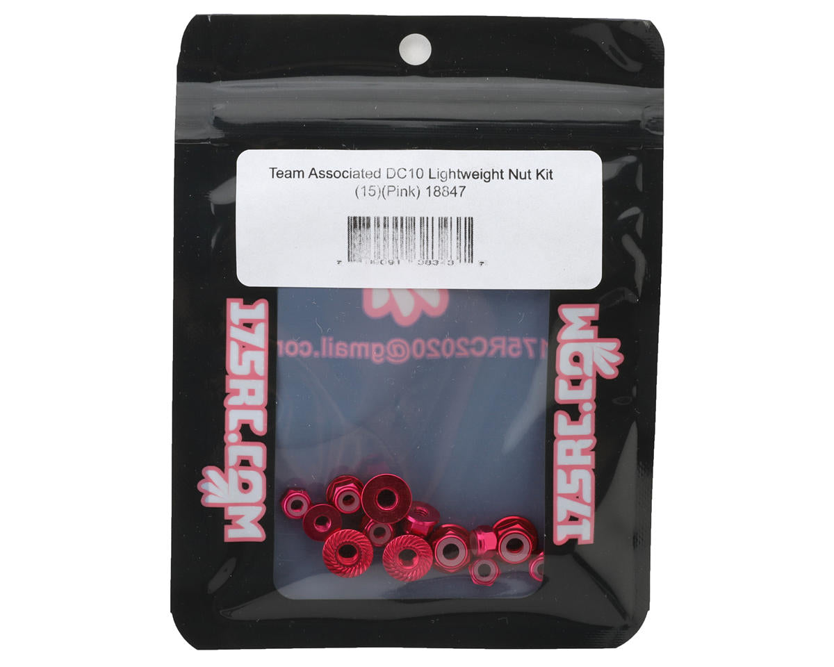175RC Team Associated DC10 Lightweight Aluminum Nuts Kit (Pink) (15)
