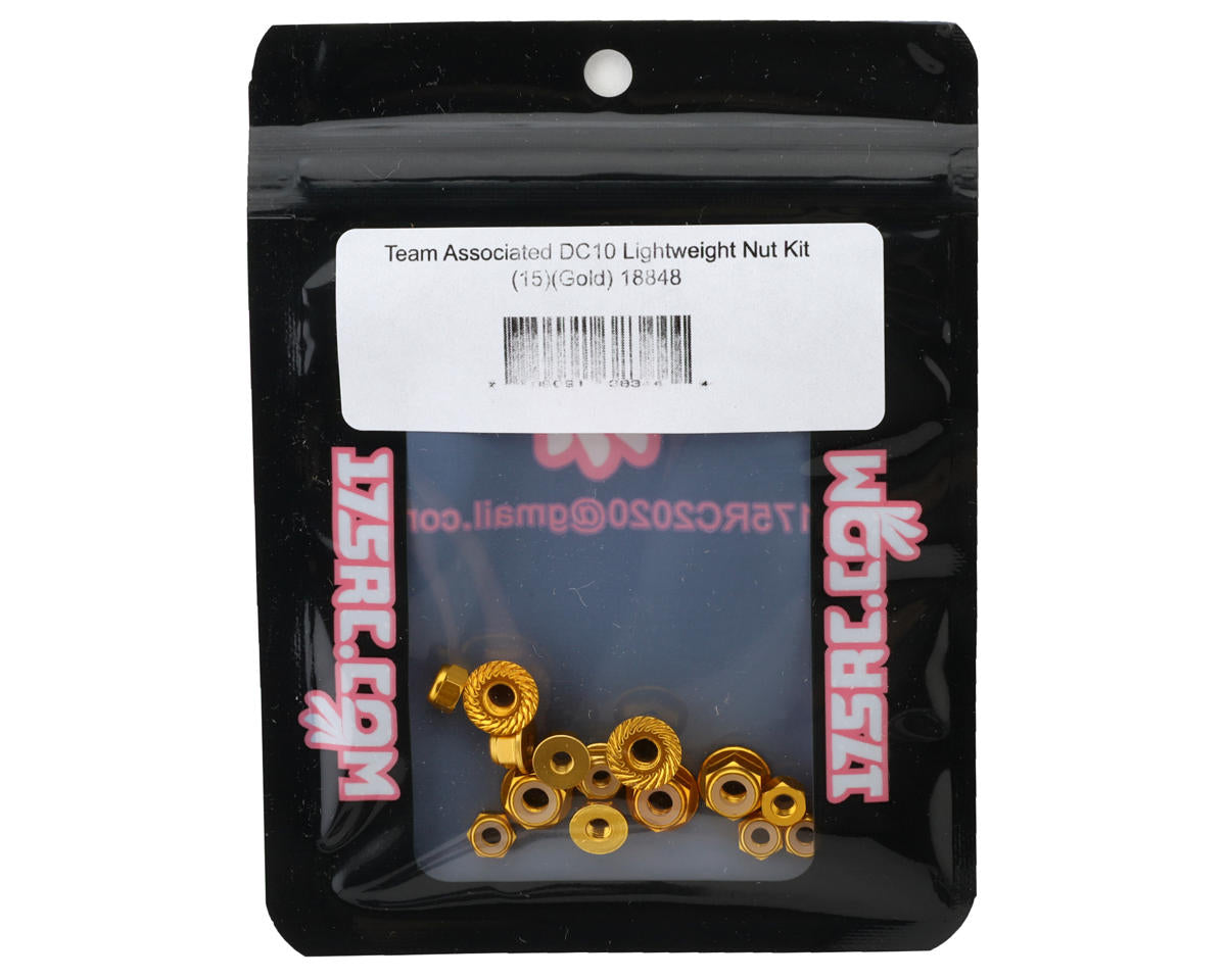 175RC Team Associated DC10 Lightweight Aluminum Nuts Kit (15) (Gold)