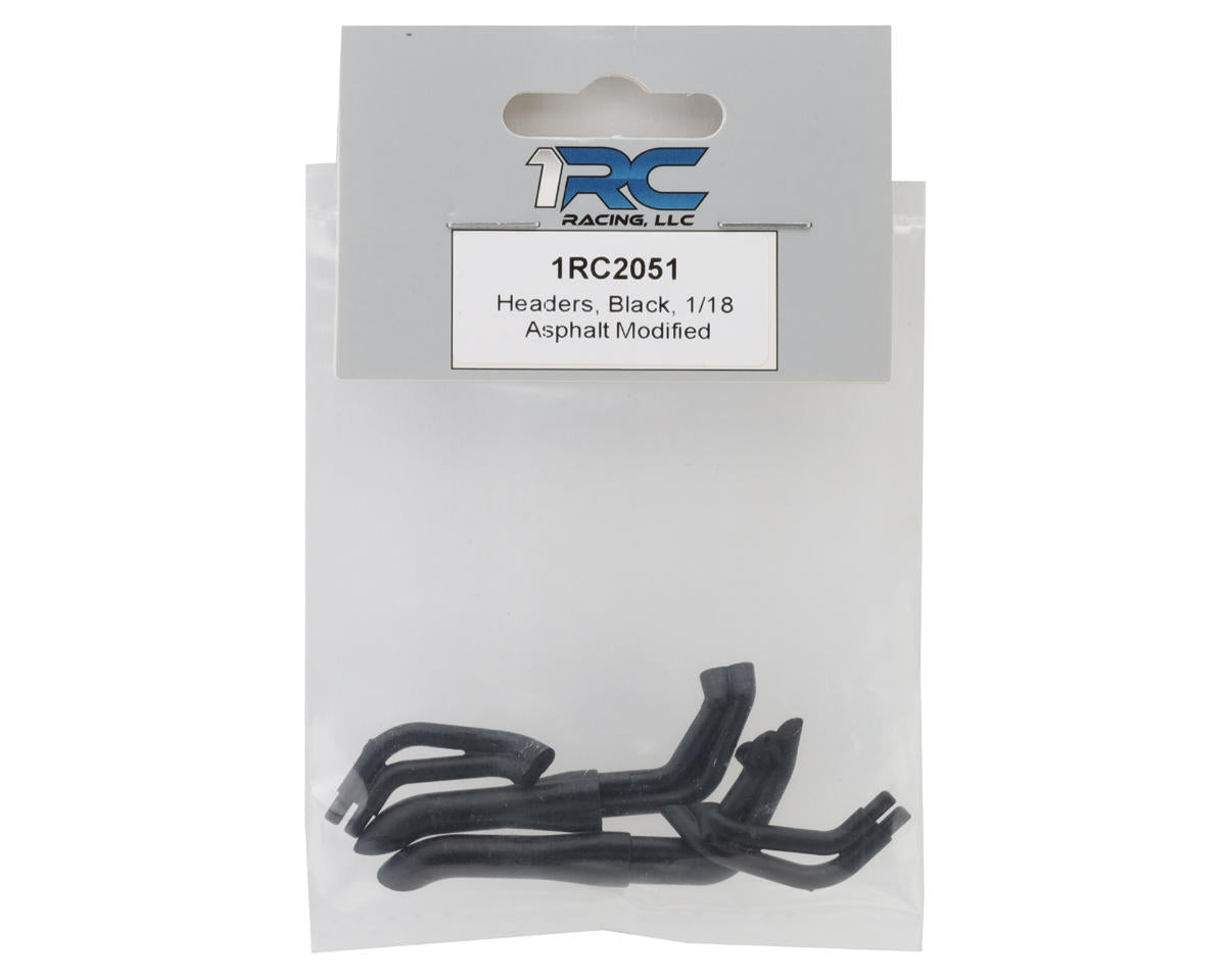 1RC Racing 1/18 Asphalt Modified Headers (Black)
