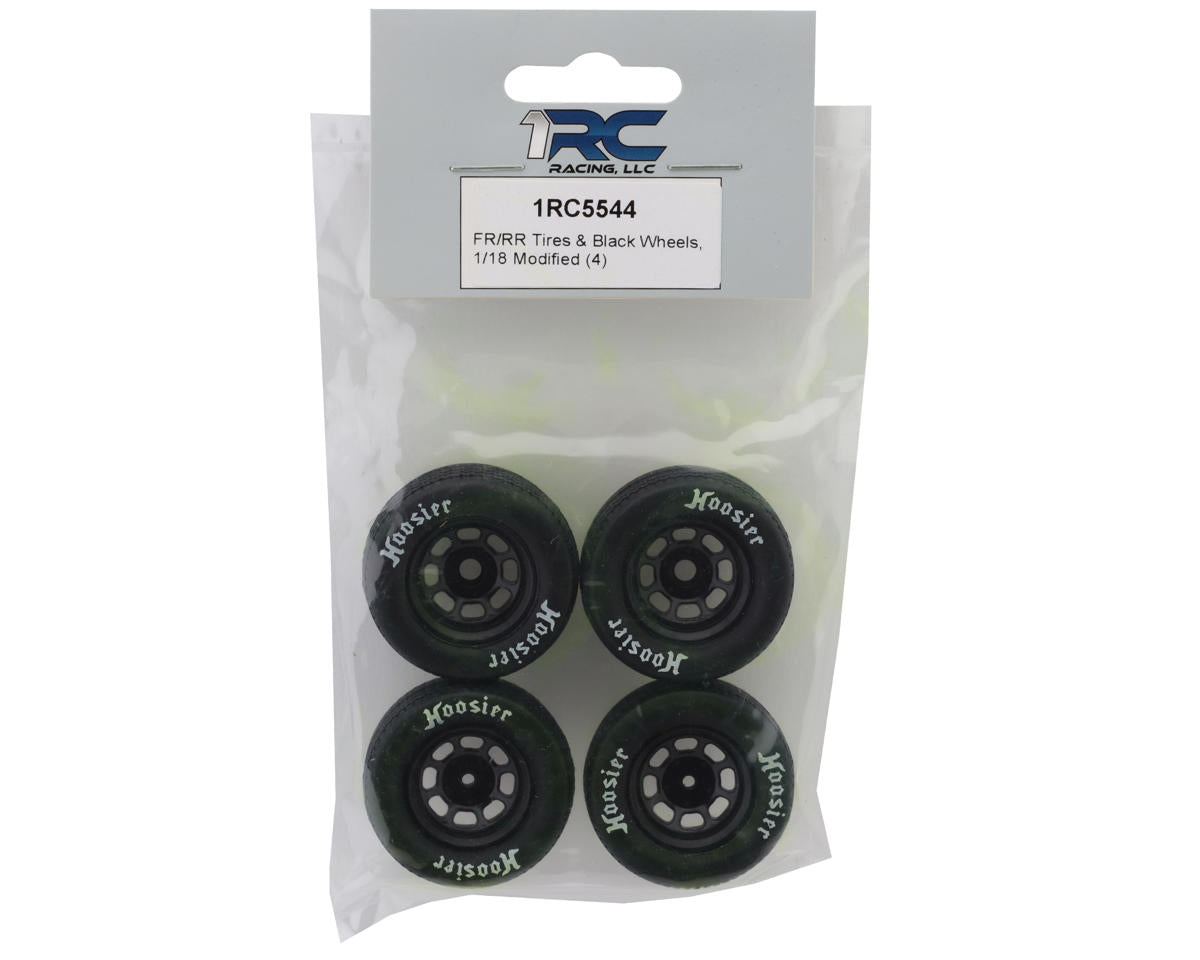1RC Racing Pre-Mounted 1/18 Modified Hoosier Tires (Black) (4) (F/R) (Standard)