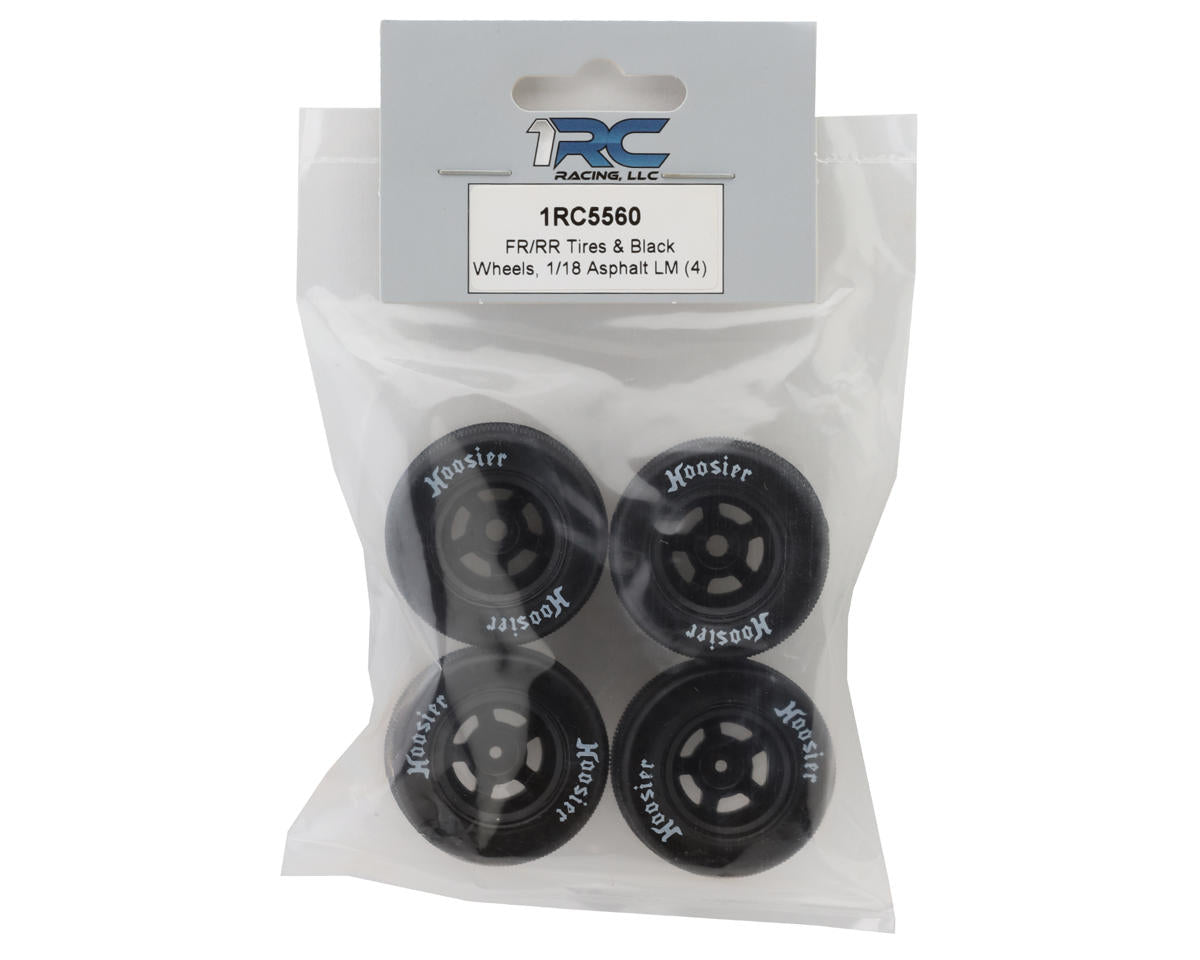 1RC Racing Pre-Mounted 1/18 Asphalt Late Model Hoosier Tires (Black) (4) (F/R)