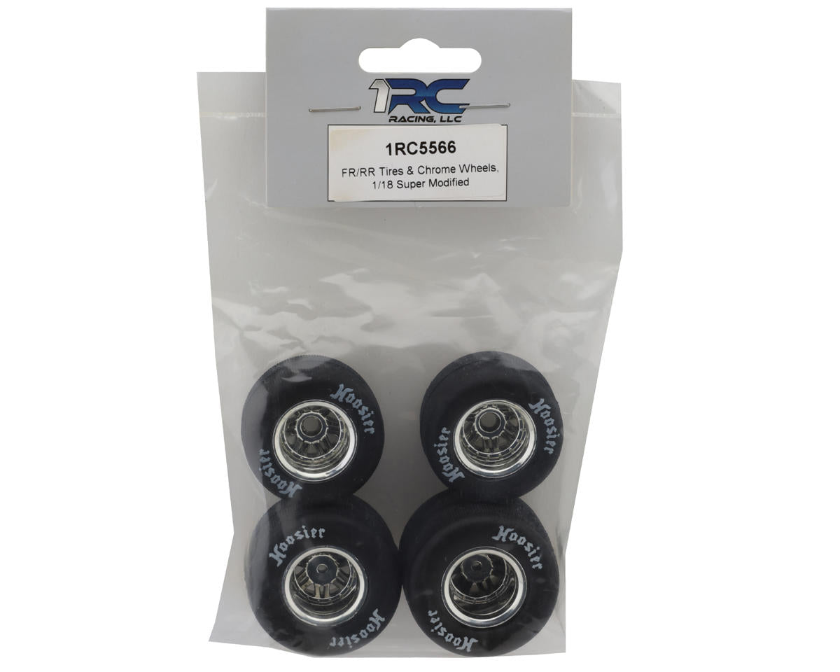 1RC Racing Pre-Mounted 1/18 Super Modified Hoosier Tires (Chrome) (4) (F/R)