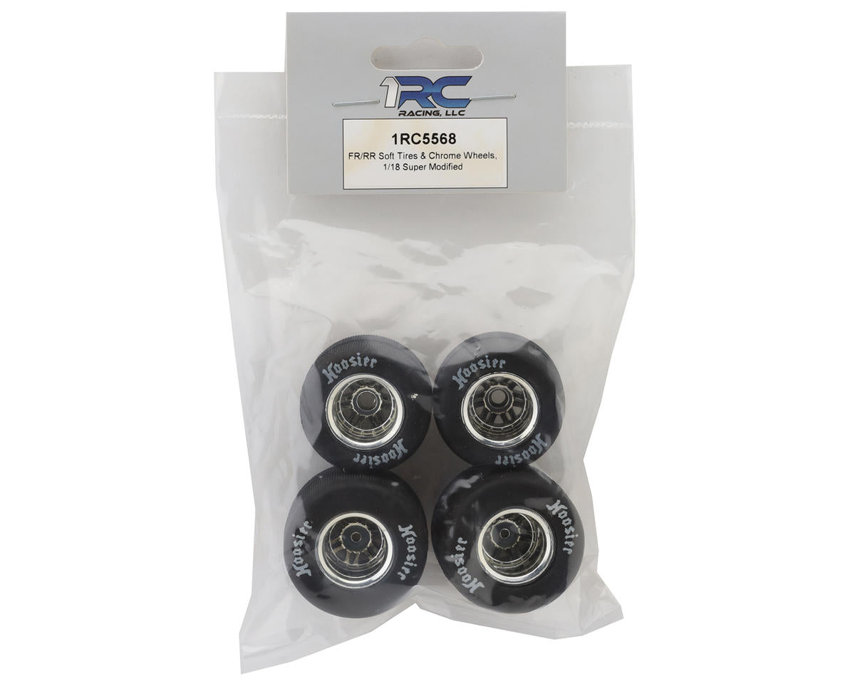 1RC Racing Pre-Mounted 1/18 Super Modified Hoosier Tires (Chrome) (4) (F/R)