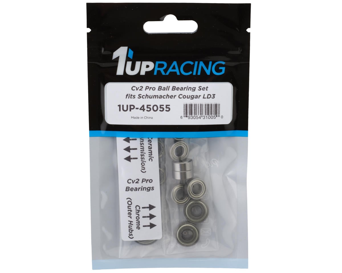 1UP Racing Schumacher Cougar LD3 Cv2 Pro Ball Bearings Set (Ceramic/Chrome)