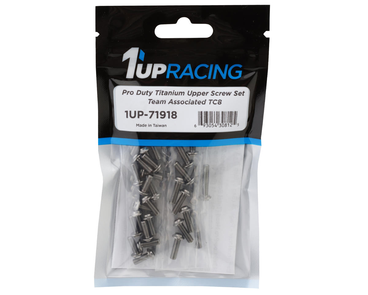 1UP Racing Associated TC8 Pro Duty Titanium Upper Screw Set (Silver) (68)