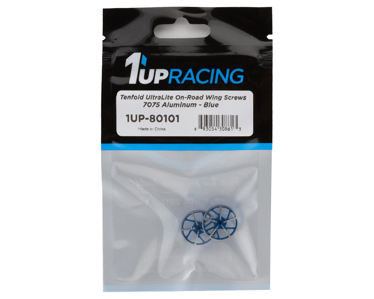 1UP Racing Tenfold UltraLite Aluminum Wing Screws (Blue) (2)