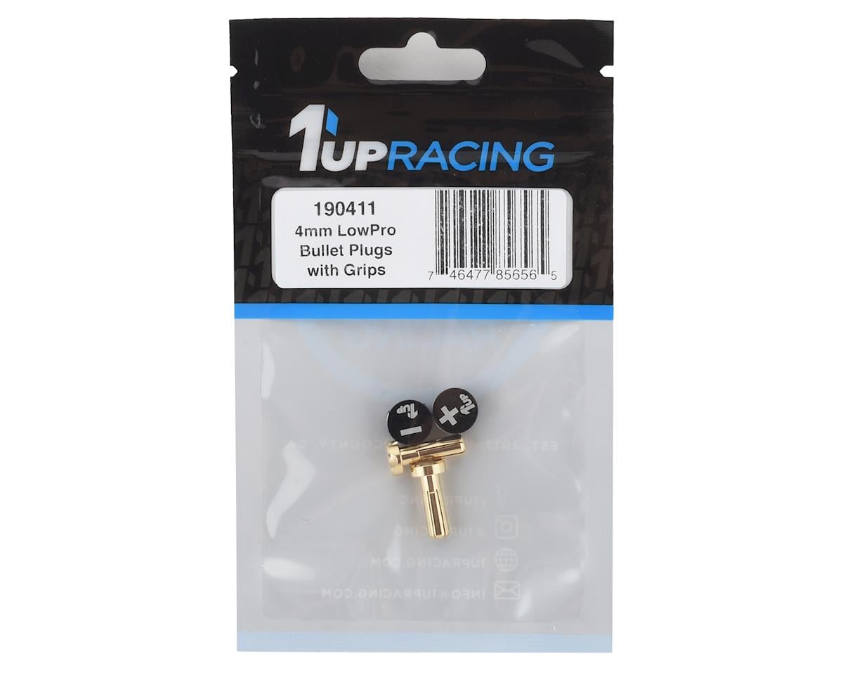 1UP Racing LowPro Bullet Plug Grips w/4mm Bullets (Black/Black)