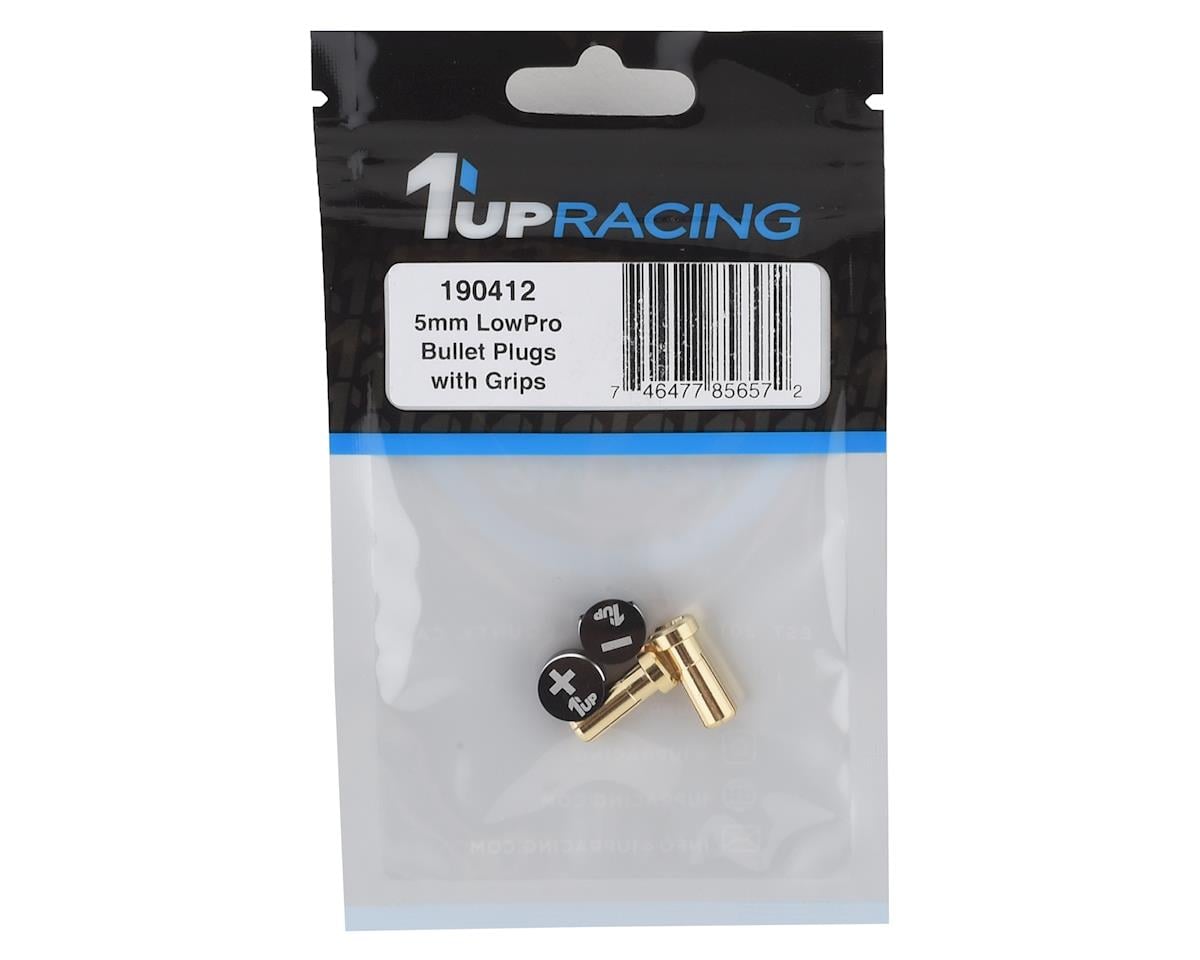 1UP Racing LowPro Bullet Plug Grips w/5mm Bullets (Black/Black)