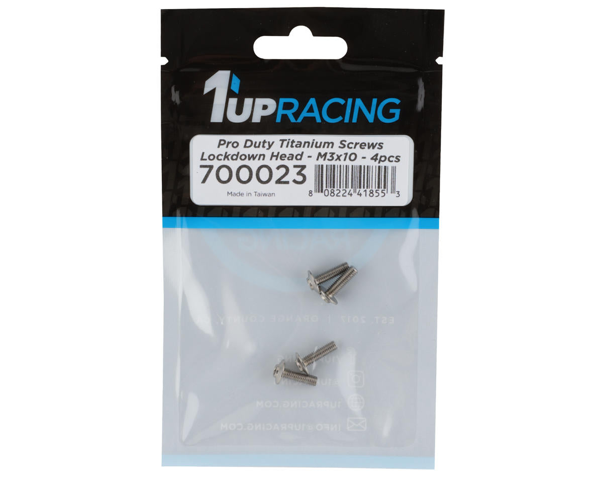 1UP Racing Titanium Pro Duty Lockdown Head Screws (4) (3x10mm)