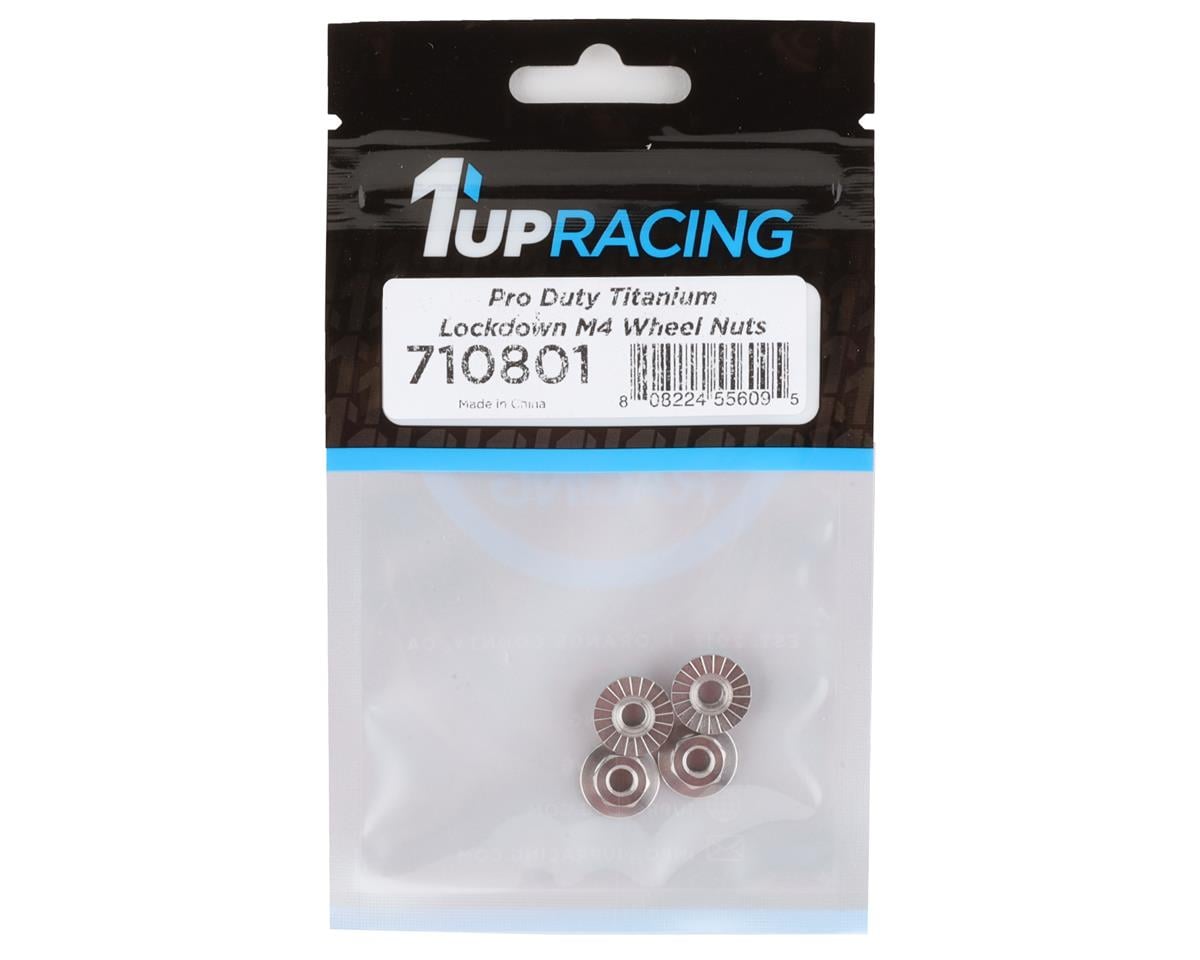 1UP Racing Pro Duty Titanium 4mm Lockdown Wheel Nuts (Silver) (4)