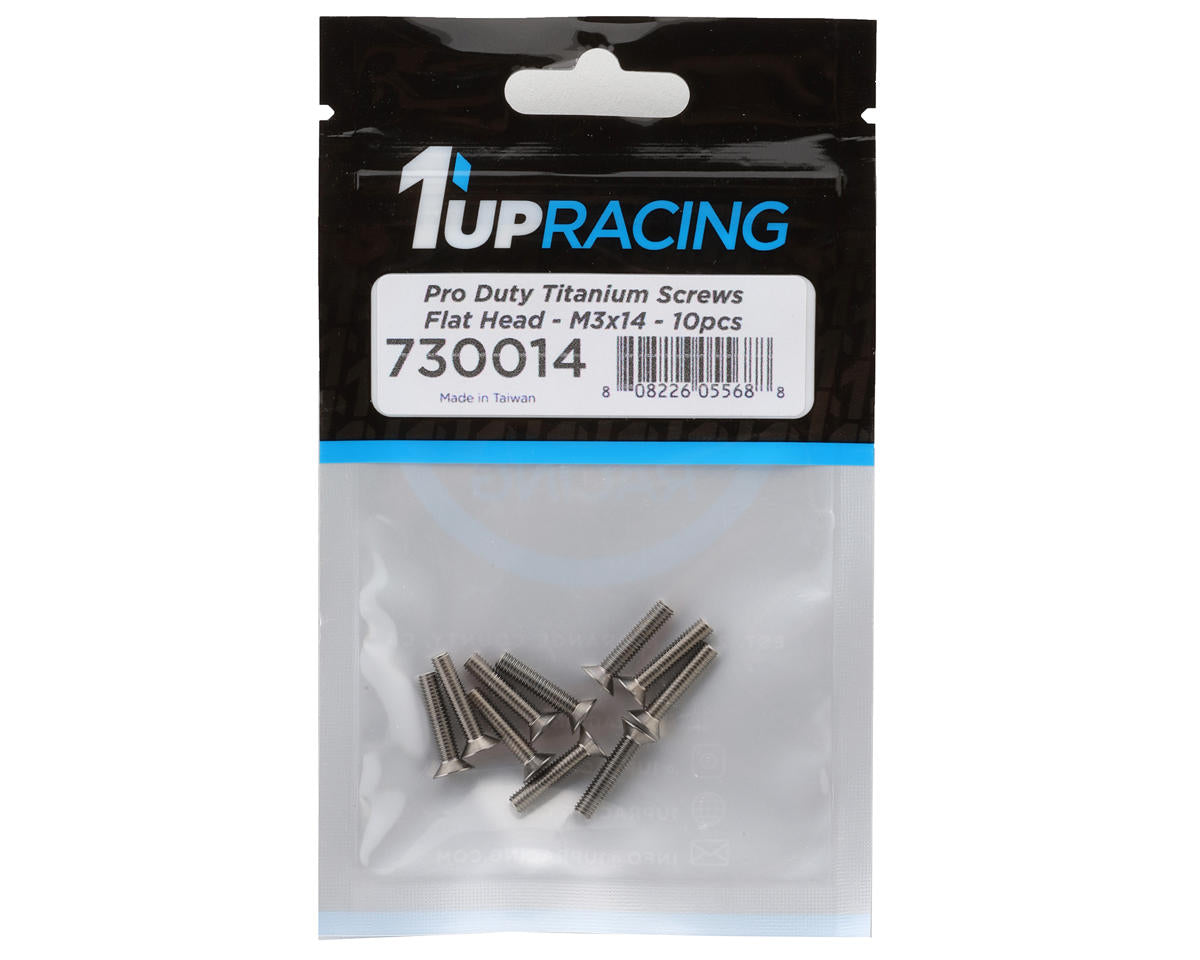 1UP Racing Titanium Pro Duty Flat Head Screws (10) (3x14mm)