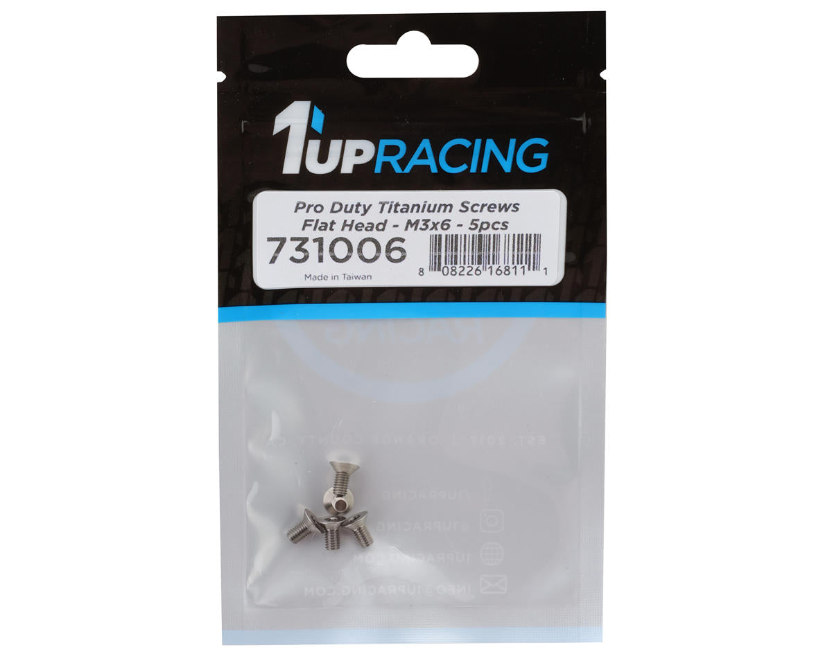1UP Racing 3mm Titanium Pro Duty Flat Head Screws (5) (3x6mm)