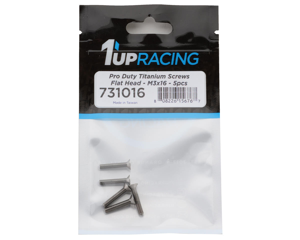 1UP Racing 3mm Titanium Pro Duty Flat Head Screws (5) (3x16mm)
