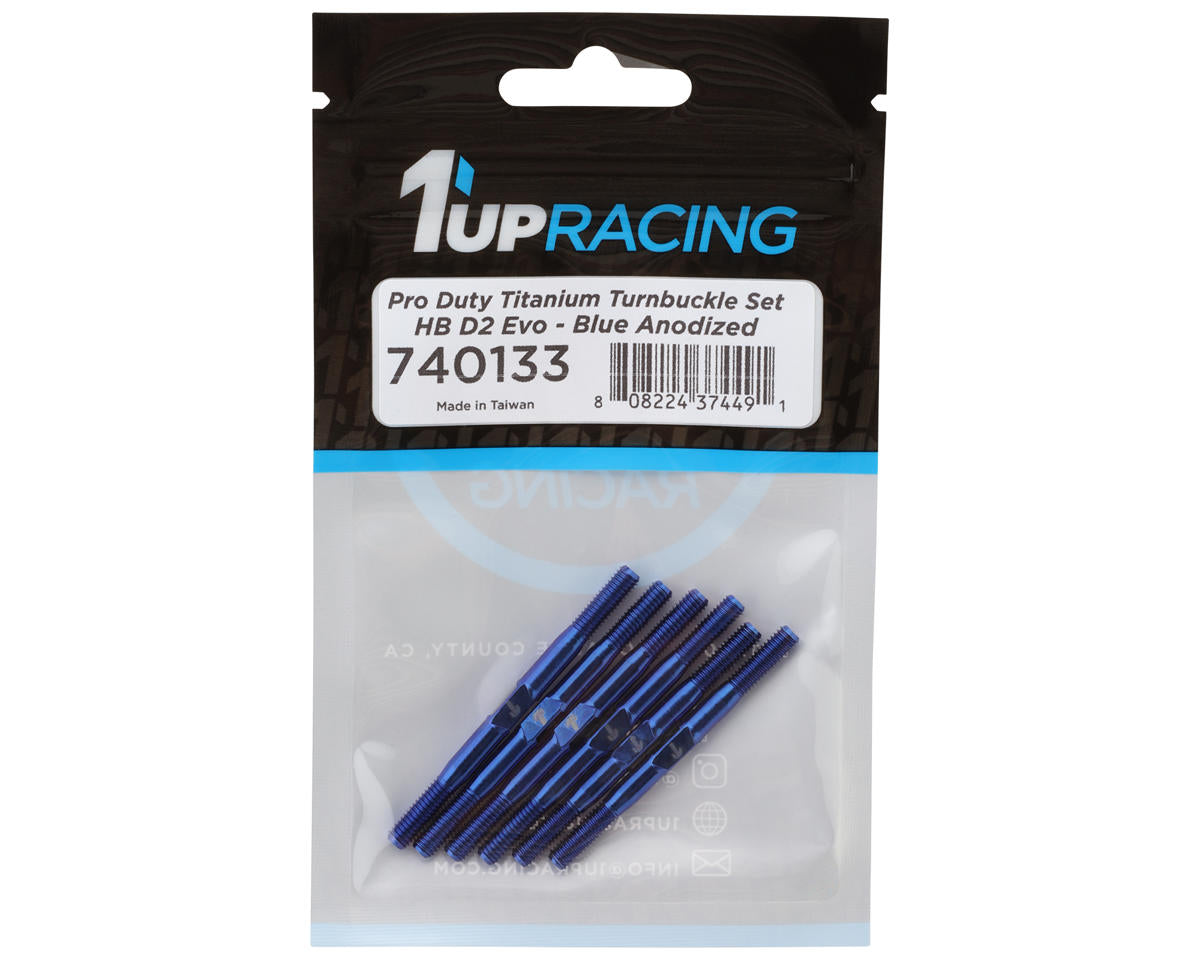 1UP Racing HB Racing D2 Evo Pro Duty Titanium Turnbuckle Set (Blue)