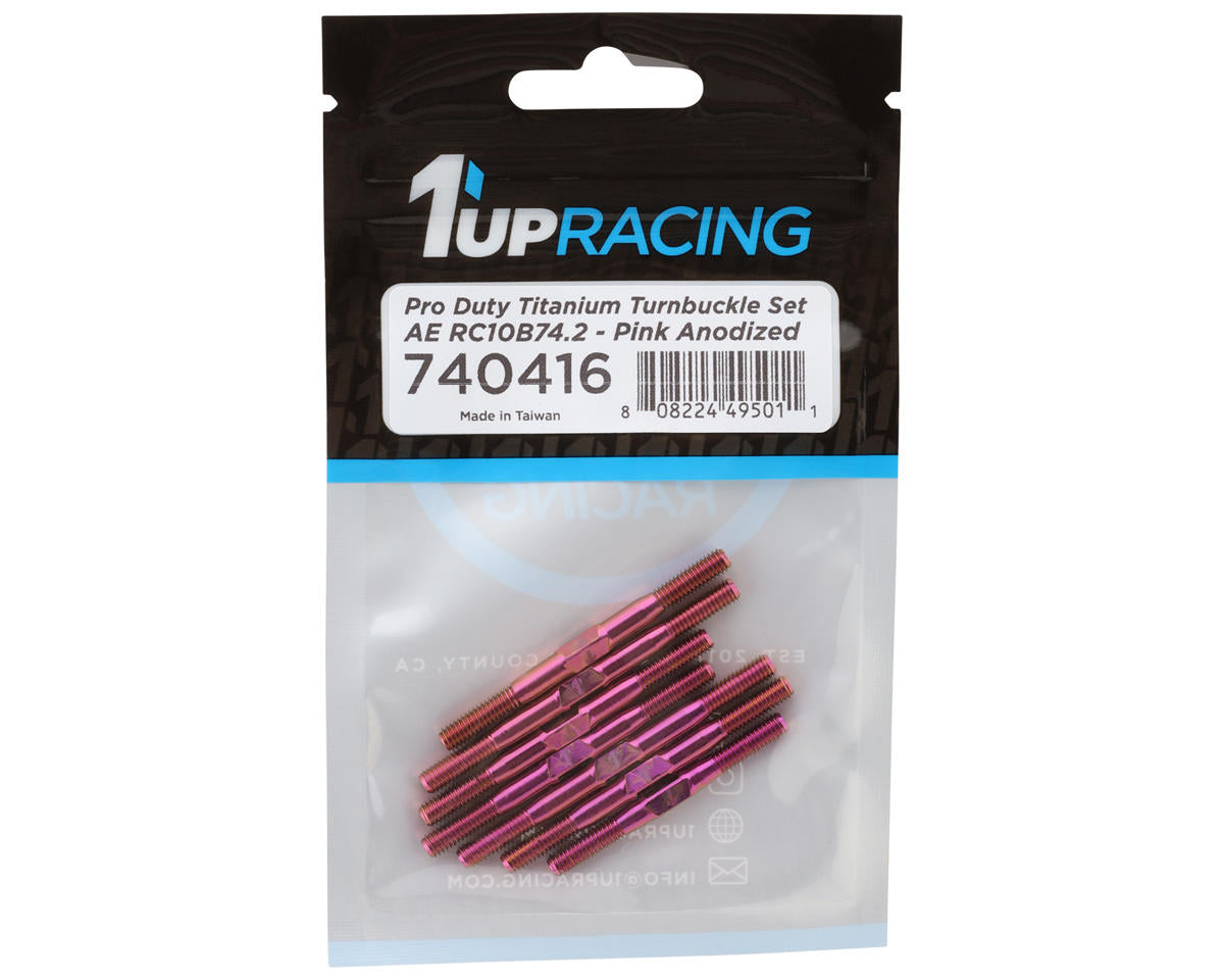 1UP Racing RC10B74.2/RC10B74.2D Pro Duty Titanium Turnbuckle Set (Pink)