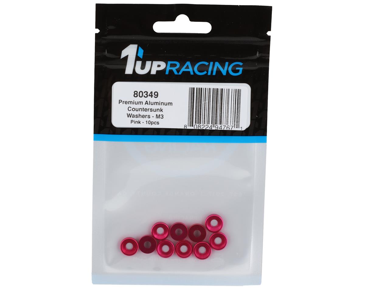 1UP Racing 3mm Countersunk Washers (Pink) (10)