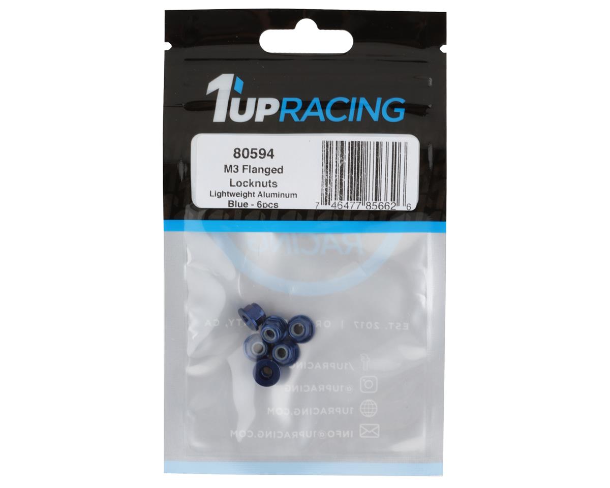 1UP Racing 3mm Aluminum Flanged Locknuts (Dark Blue) (6)