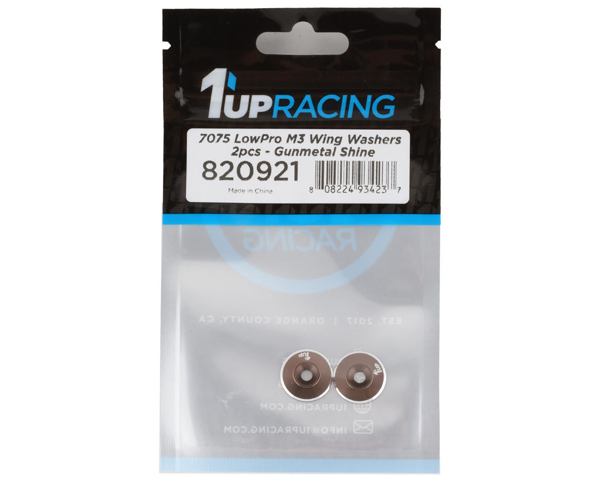 1UP Racing 3mm LowPro Wing Washers (Gunmetal Shine) (2)