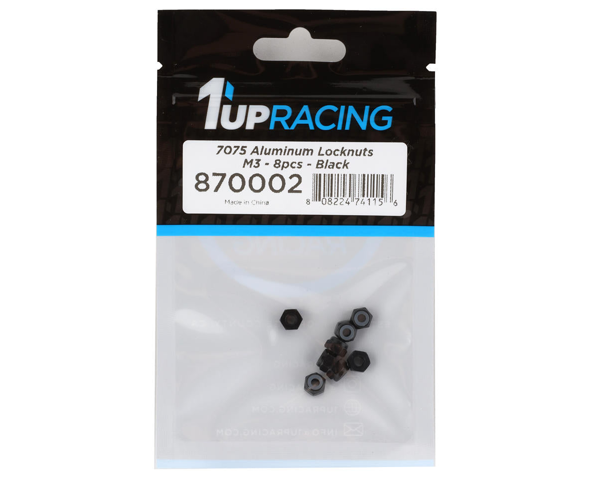 1UP Racing 3mm Aluminum Locknuts (Black) (8)