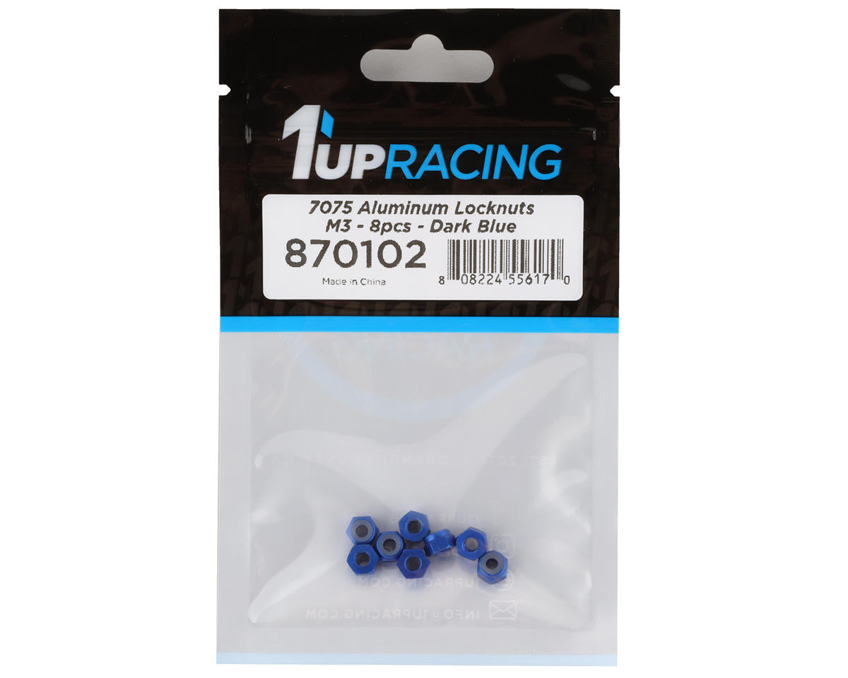 1UP Racing 3mm Aluminum Locknuts (Dark Blue) (8)