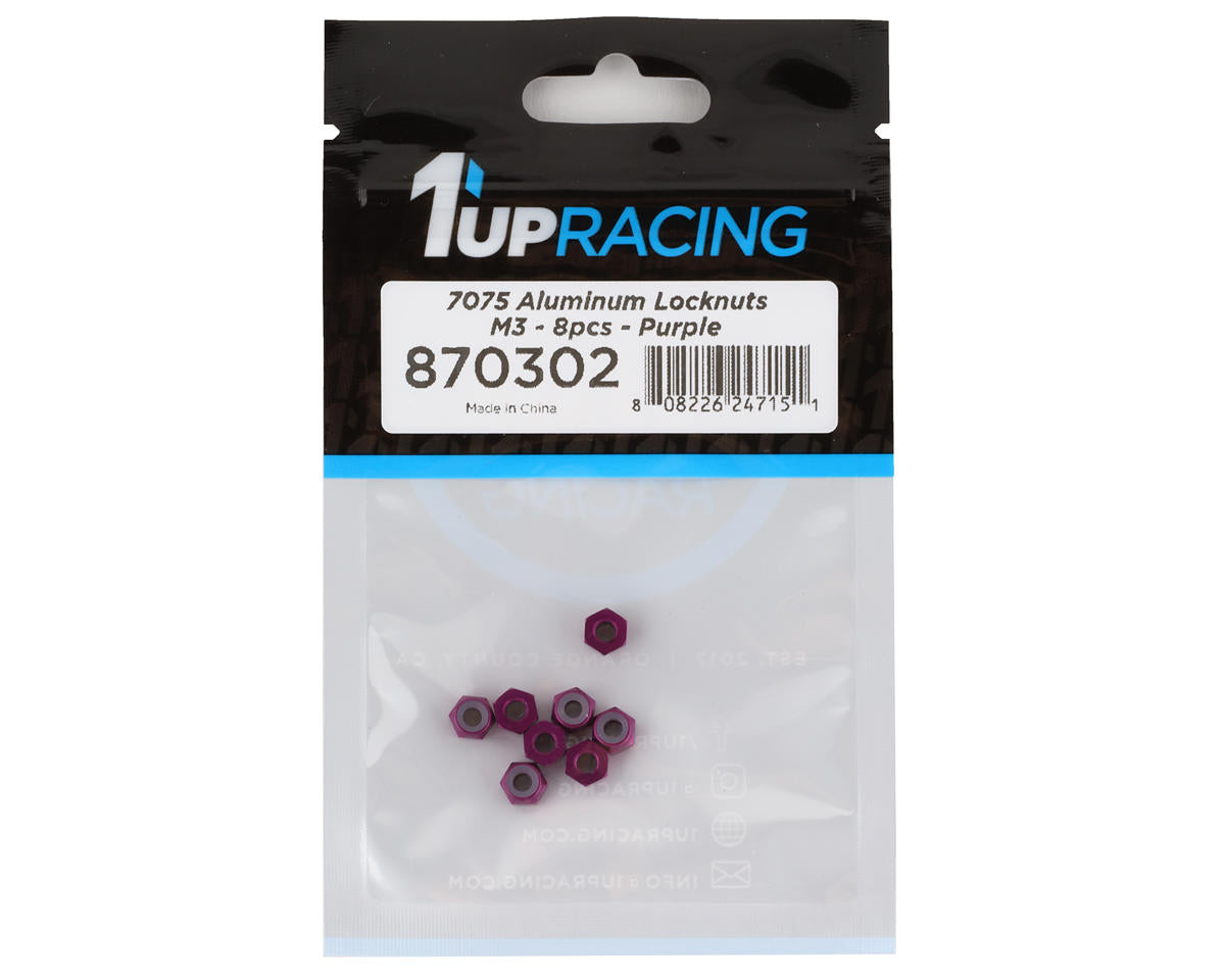 1UP Racing 3mm Aluminum Locknuts (Purple) (8)