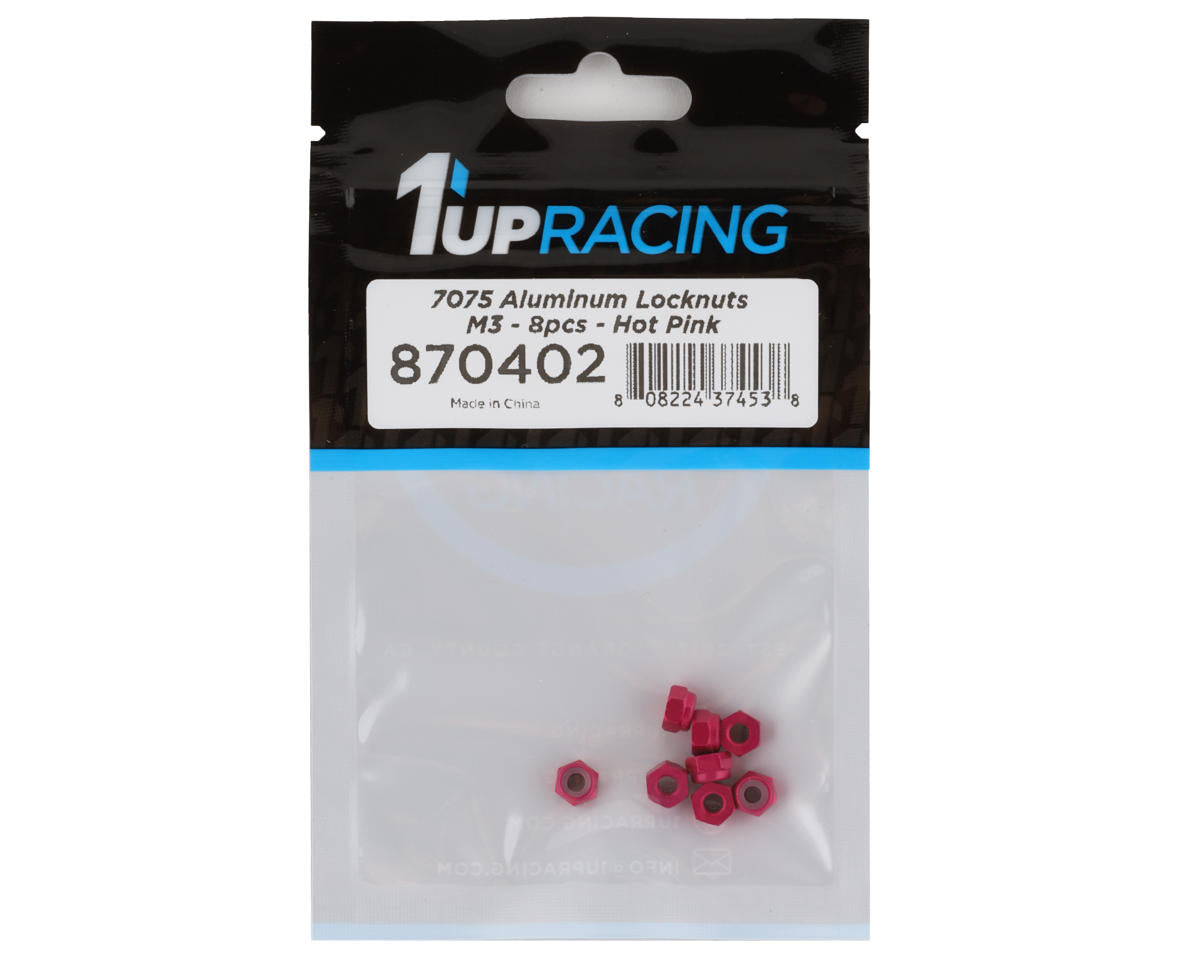1UP Racing 3mm Aluminum Locknuts (Hot Pink) (8)
