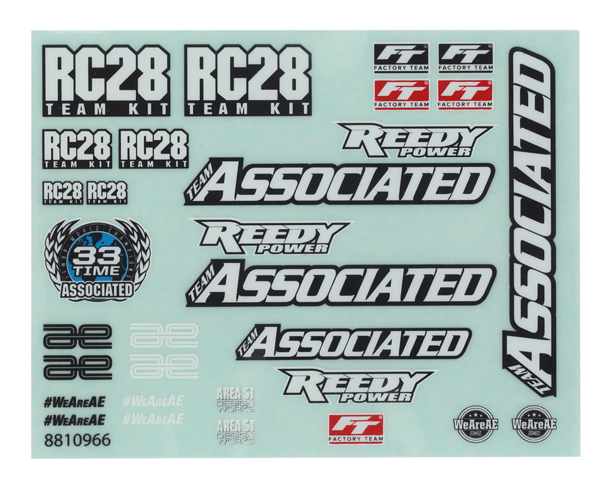Team Associated RC28R Decal Sheet