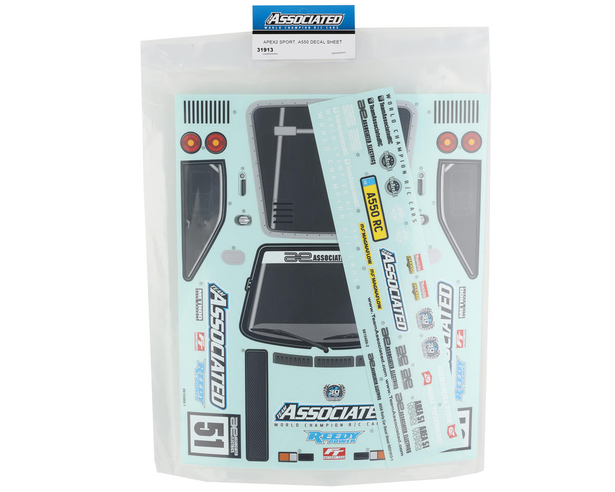 Team Associated Apex2 Sport A550 Decal Sheet