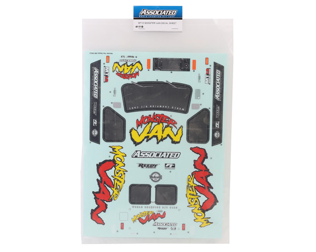Team Associated MT12 Monster Van Decal Sheet