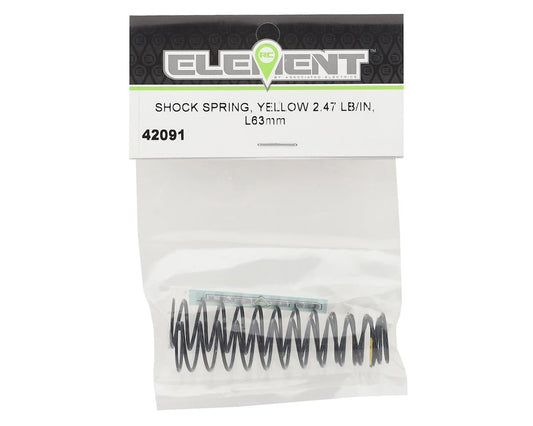 Element RC 63mm Shock Spring (Yellow - 2.47 lb/in) (2)