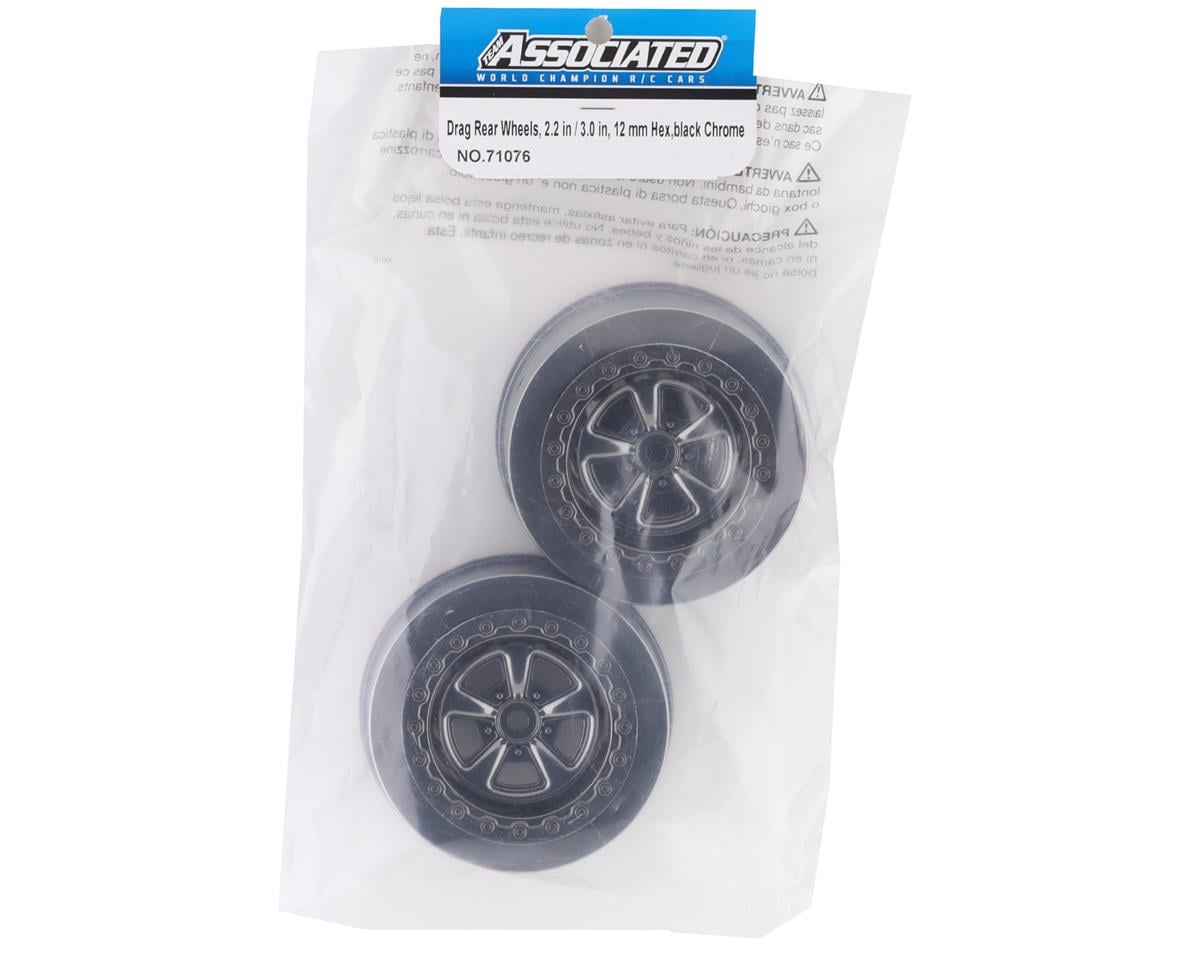 Team Associated DR10 Drag Racing Rear Wheels (Black Chrome) (2)