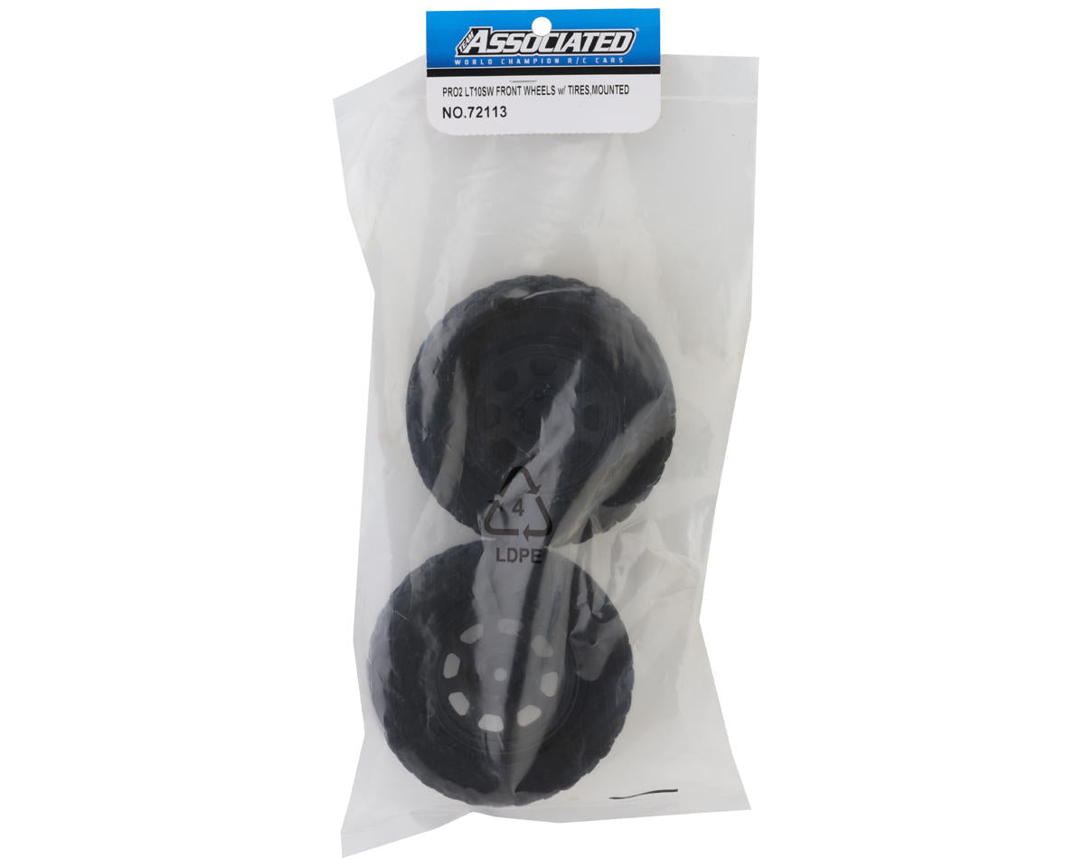 Team Associated Pro2 LT10SW Pre-Mounted Front Tires (Black) (2)