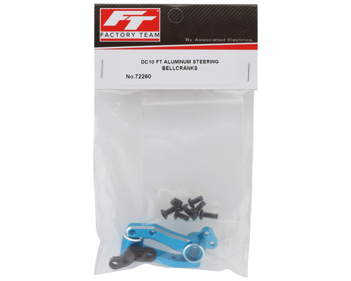 Team Associated DC10 Factory Team Aluminum Bellcrank Steering Arm Set (Blue)
